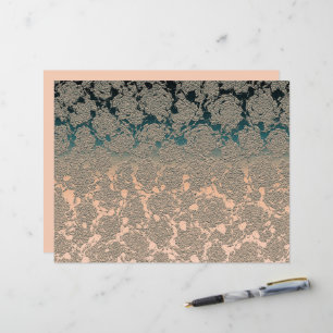 Aquamarin Beige Sukkulente florale Metallic Muster
