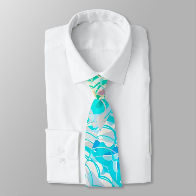 Aquamarin, blau, Abstrakt Krawatte (Gebunden)