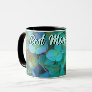 Aquamarin-blau-gelb-rosa Hydrangeas Blume Mama Tasse