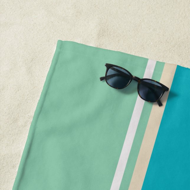 Aquamarin Blau, Grün und Türkis Streifen T Strandtuch (Beispiel)