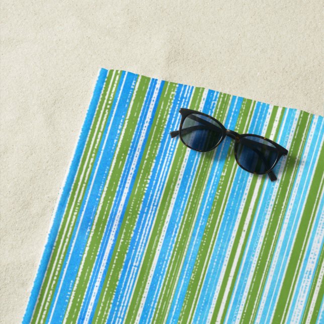 Aquamarin, blau, grün und weiß Streifen Strandtuch (Beispiel)