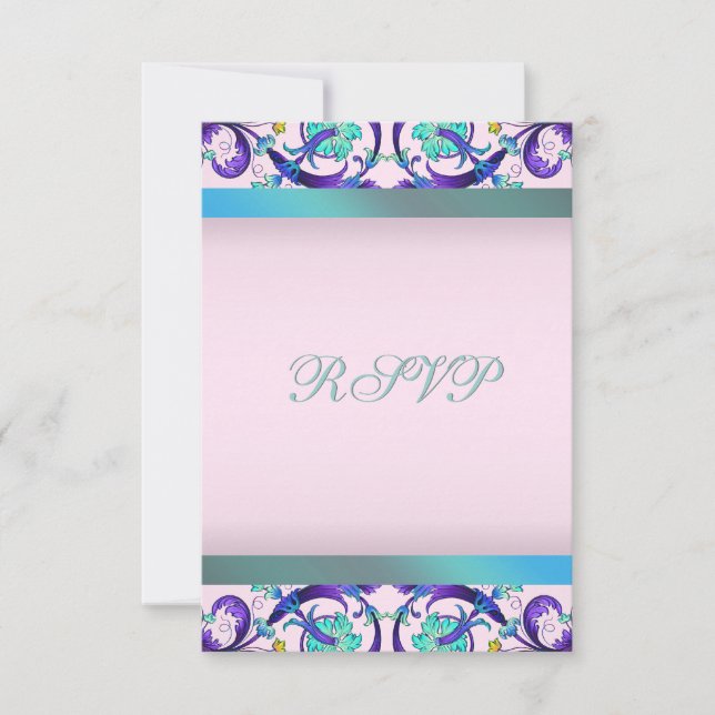 Aquamarin Blau Lila rosa UAWG RSVP Karte (Vorderseite)