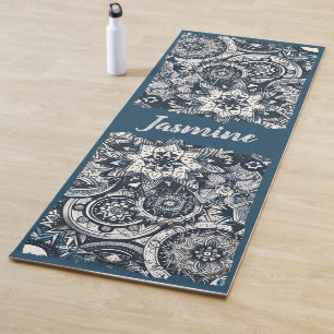 Aquamarin-Blau-Mandalas Yogamatte