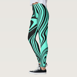 Aquamarin Blau Streifen Leggings - Farbe auswählen