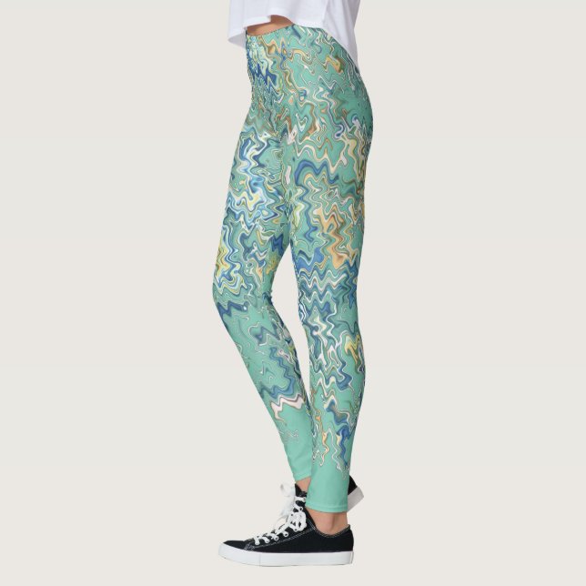 Aquamarin Blau Türkis Grün Chic Einzigartiges Must Leggings (Links)