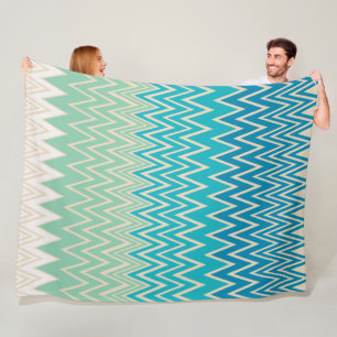 Aquamarin Blau, Türkis und grüne Zigzags Fleecedecke