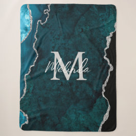 Aquamarin Blau und Silbermarmor Agate Sherpadecke