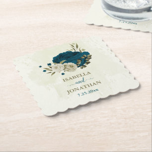 aquamarin-blaubeige Blütenhochzeit Untersetzer