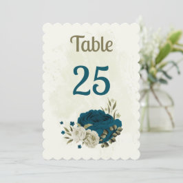aquamarin-blaubeige florale botanische Tischnummer