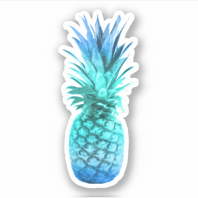 Aquamarin-Blaue Ananas Aufkleber (Vorderseite)