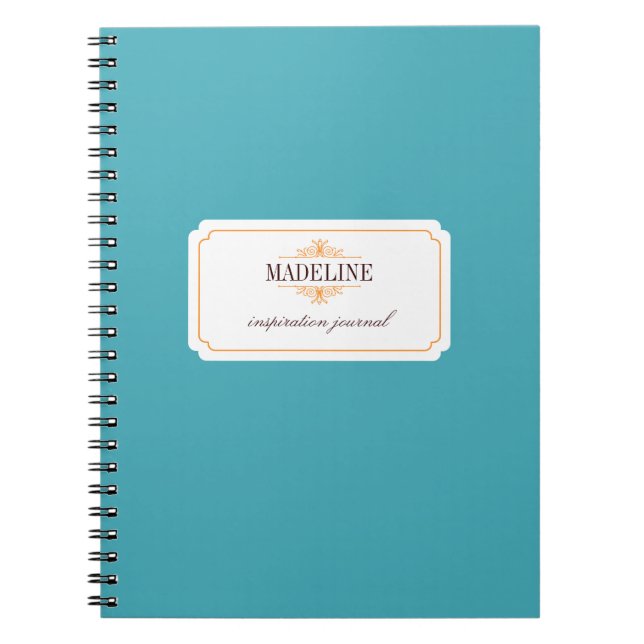 Aquamarin-blaue Inspirationszeitschrift in Grau-Or Notizblock (Vorderseite)
