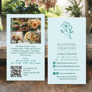 Aquamarin-blaue-minimalistisch-floristische Fotos  Visitenkarte