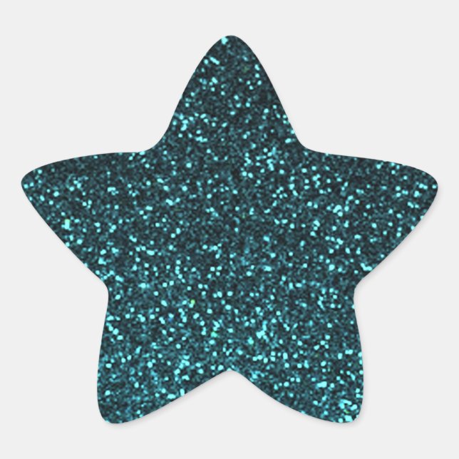 Aquamarin-blauer funkelnd Glitzer Stern-Aufkleber (Vorderseite)