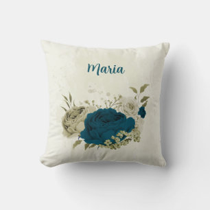 aquamarin-blaues Beige Kissen