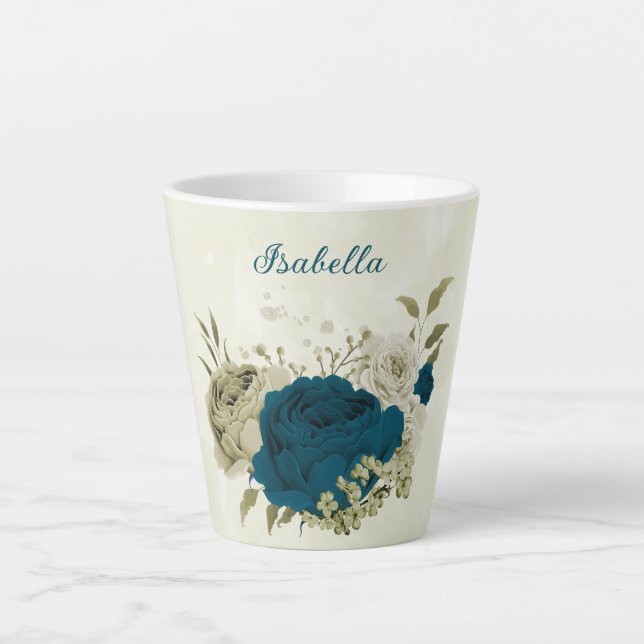 aquamarin-blaues Beige Milchtasse (Vorderseite)