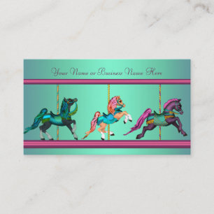 Aquamarin Blaues Lila Karussell Painted Horses Visitenkarte