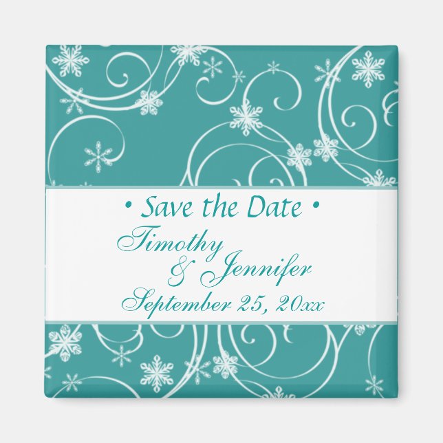 Aquamarin-blaues Save the Date Winterhochzeitmagaz Magnet (Vorne)