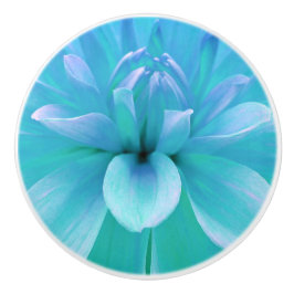 Aquamarin-blaugrüne Blume Blütenblätter Keramikknauf