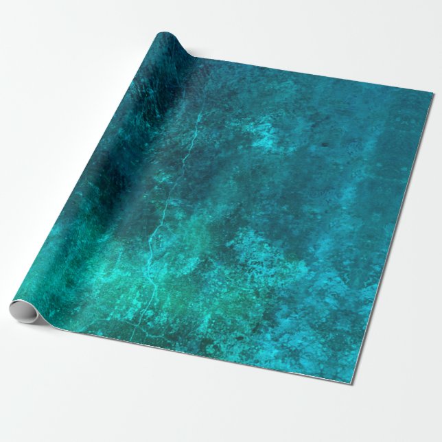 aquamarin blaugrüne, tief gesättigte rustikale Tex Geschenkpapier (Ungerollt)