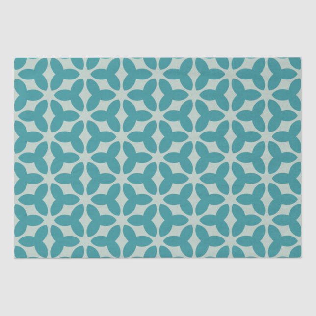 Aquamarin Blossom Symmetry Pastel Seidenpapier (Vorderseite)