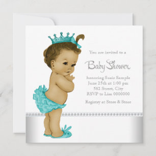 Aquamarin Blue African American Baby Girl Dusche Einladung