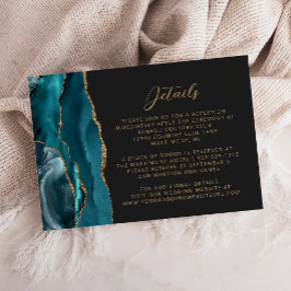 Aquamarin Blue Agate Gold Script Details zur Hochz Begleitkarte