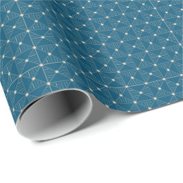Aquamarin Blue and Champagne Gold Geometric Gift W Geschenkpapier