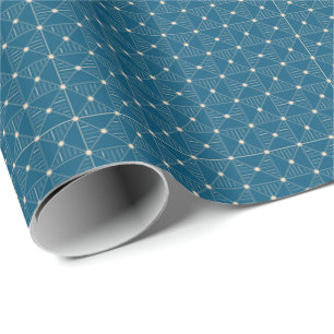 Aquamarin Blue and Champagne Gold Geometric Gift W Geschenkpapier