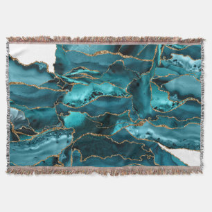 Aquamarin Blue and Gold Glitzer Agate Decke