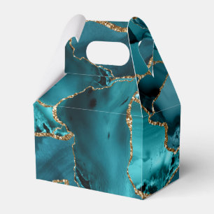 Aquamarin Blue and Gold Glitzer Agate Geschenkschachtel