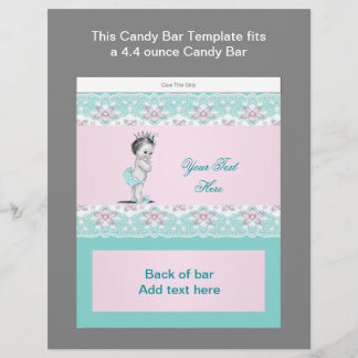 Aquamarin Blue and Pink Baby Dusche Candy Bar Wrap