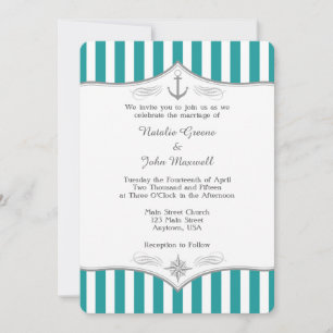 Aquamarin Blue Aqua Gray Einladung zur Hochzeit