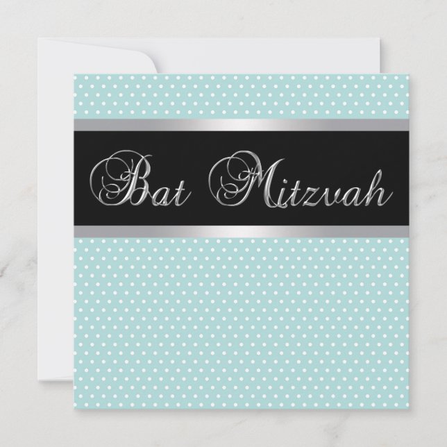 Aquamarin Blue Bat Mitzvah Einladungen (Vorderseite)