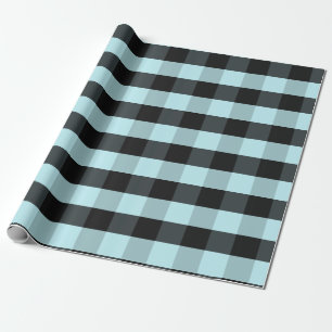 Aquamarin Blue Black Kariert überprüft Geschenkpapier