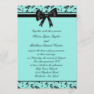 Aquamarin Blue Black Swirl Aqua 12x18 Wedding Einl Einladung