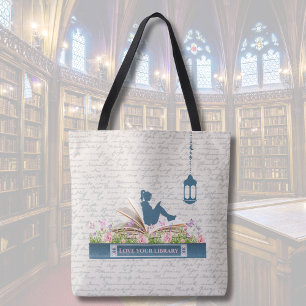 Aquamarin Blue Book Lovers Escape Tote Bag Tasche