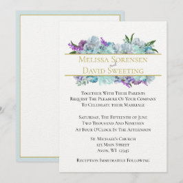 Aquamarin Blue Bouquet Tradition Hochzeitssuite Einladung