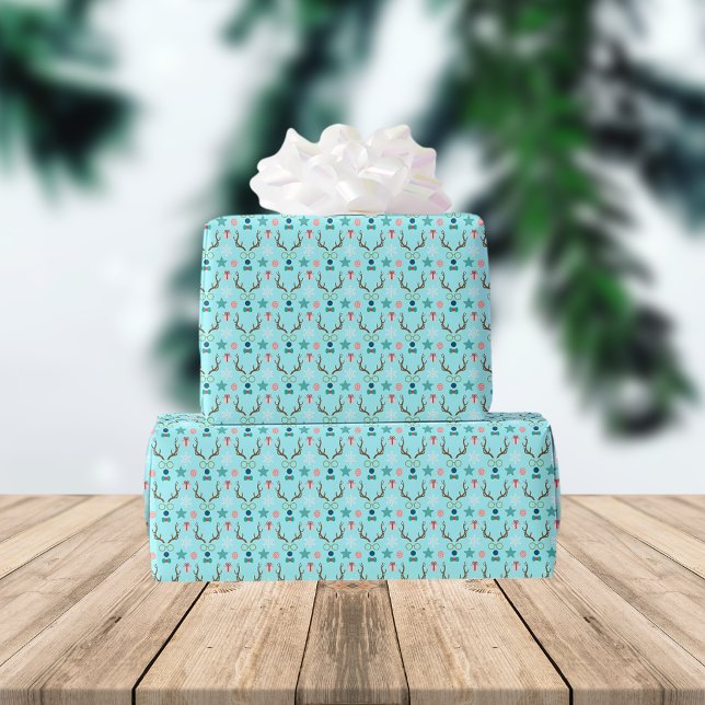 Aquamarin Blue Boy Rentier Niedliches Muster Mix Geschenkpapier (Von Creator hochgeladen)