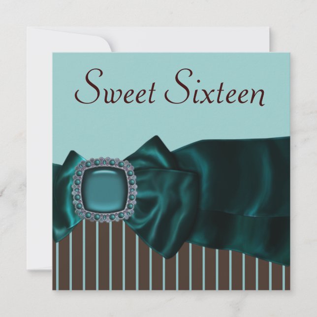 Aquamarin Blue Brown Sweet 16 Party Einladung (Vorderseite)