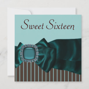 Aquamarin Blue Brown Sweet 16 Party Einladung