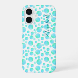Aquamarin Blue Bubbles Sommer Moderner Individuell iPhone 16 Hülle