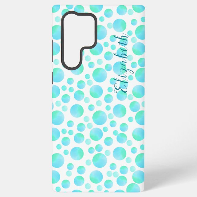 Aquamarin Blue Bubbles Sommer Moderner Individuell Samsung Galaxy Hülle (Rückseite)