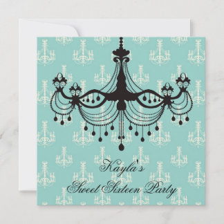 Aquamarin Blue Chandelier Sweet 16 Party Einladung