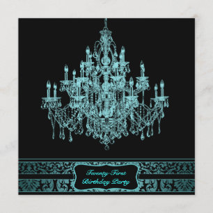 Aquamarin Blue Chandelier Womans 21. Geburtstag Pa Einladung