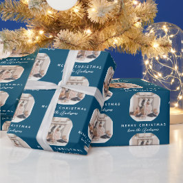 Aquamarin Blue Chic Frohe Weihnachtsfamilie Name F Geschenkpapier