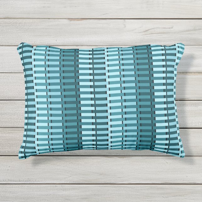 Aquamarin Blue Contemporary Abstrakt Stripe Muster Kissen Für Draußen (Vorderseite)