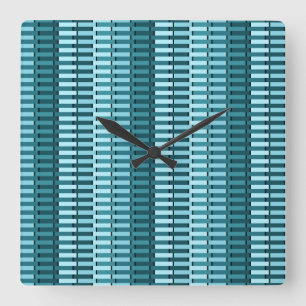 Aquamarin Blue Contemporary Abstrakt Stripe Muster Quadratische Wanduhr