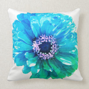 Aquamarin Blue Daisy Kissen