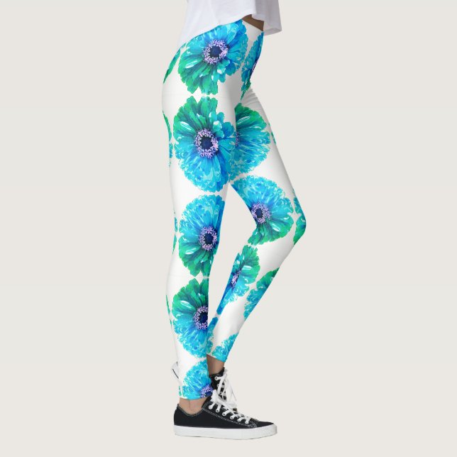 Aquamarin Blue daisy Leggings (Rechts)