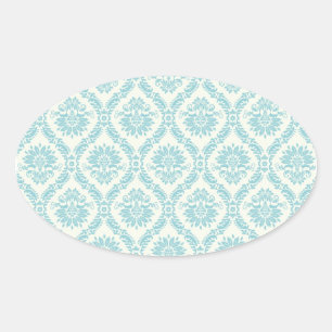 Aquamarin Blue Damask Umschlag Aufkleber Gastgesch